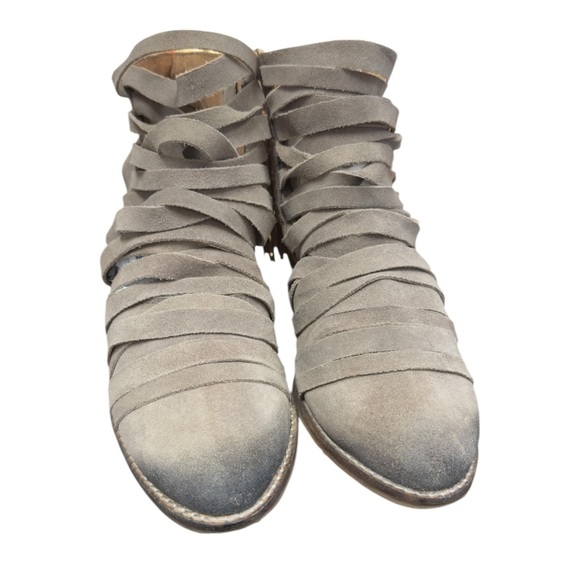 Jeffery Campbell Leather Strappy Boho Western Festival Fringed Boots - Picture 9 of 16